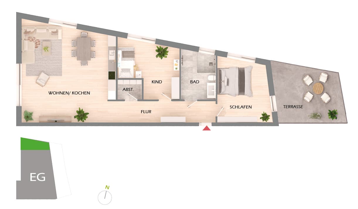 Grundriss der Wohnung 1