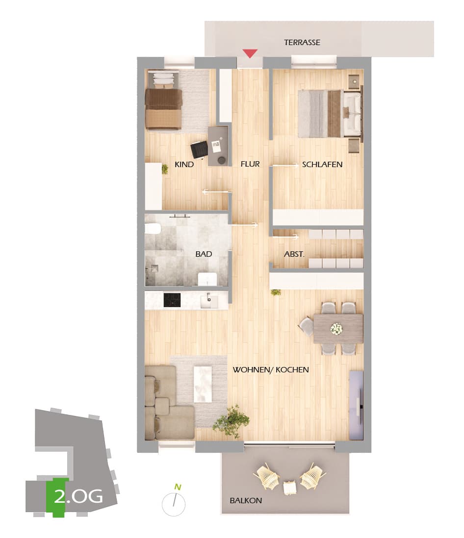 Grundriss der Wohnung 19