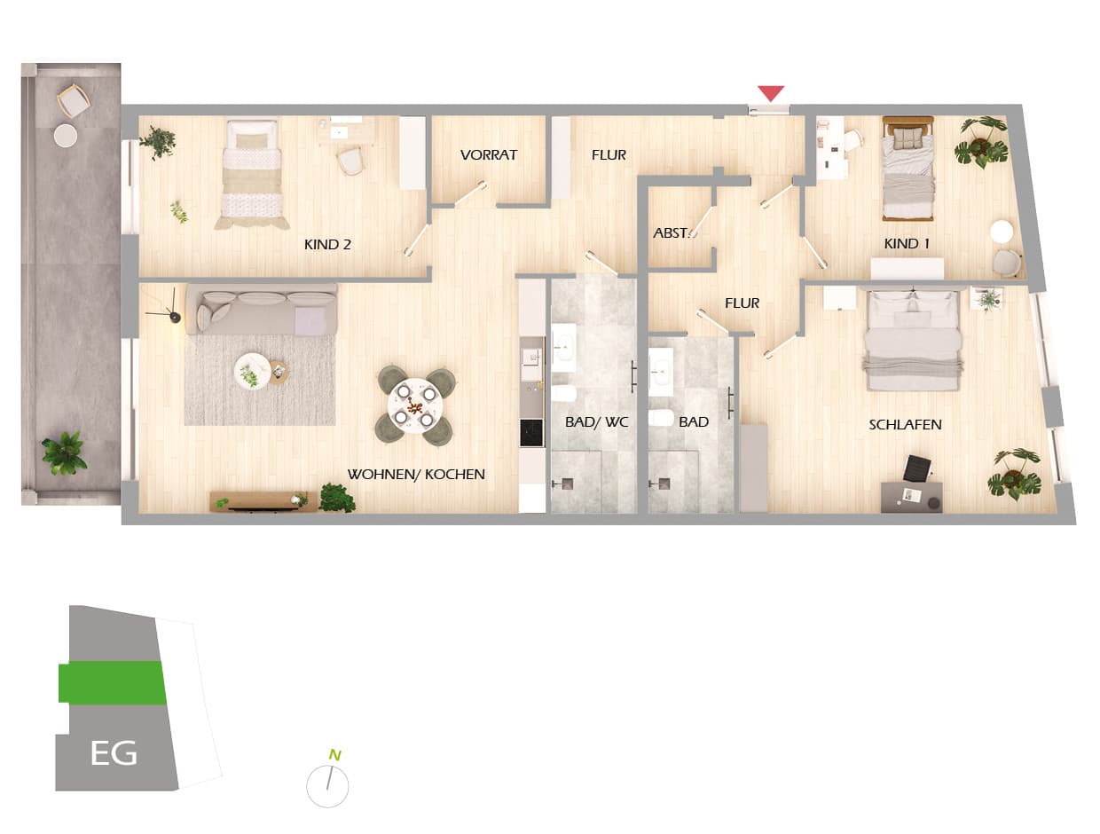 Grundriss der Wohnung 2