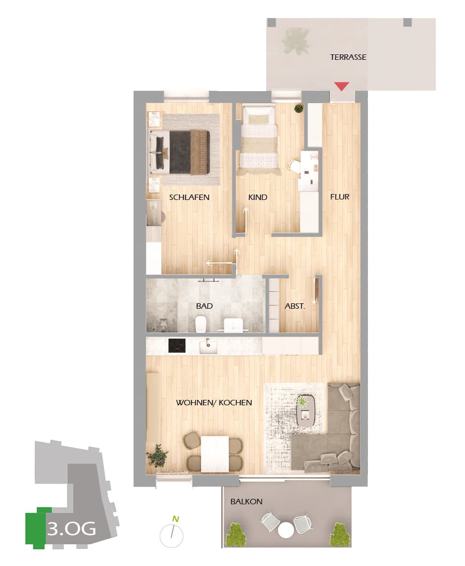 Grundriss der Wohnung 20