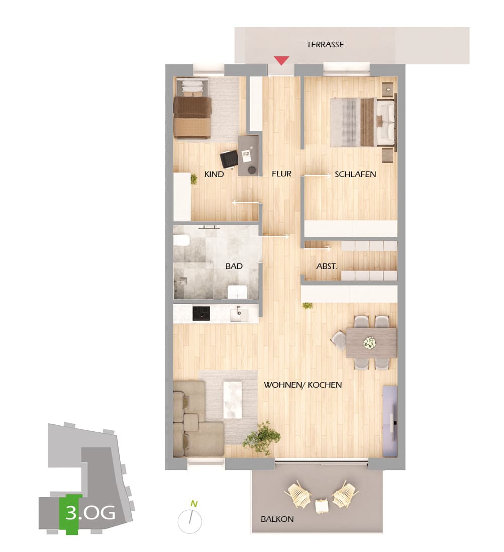 Grundriss der Wohnung 21