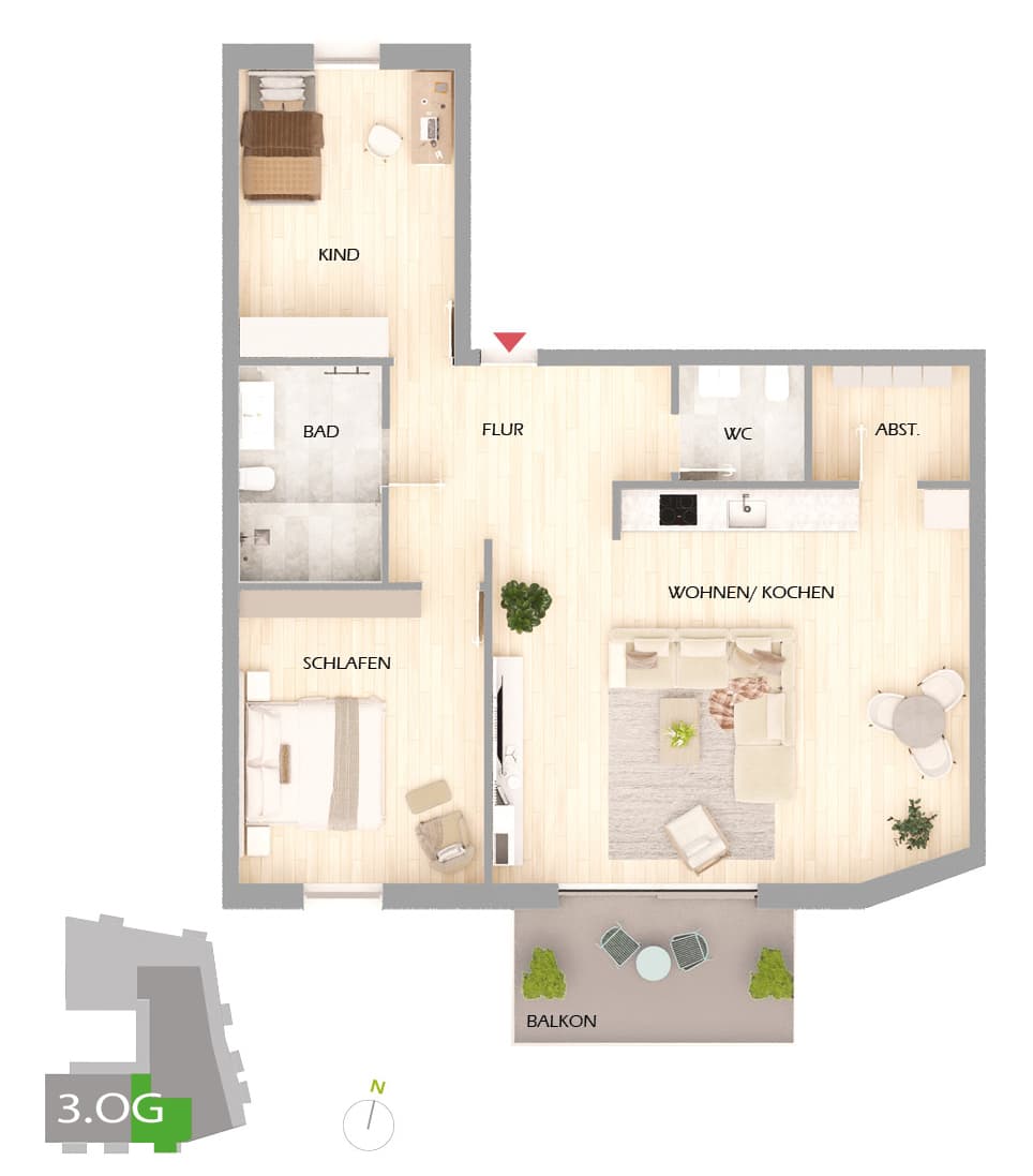 Grundriss der Wohnung 23