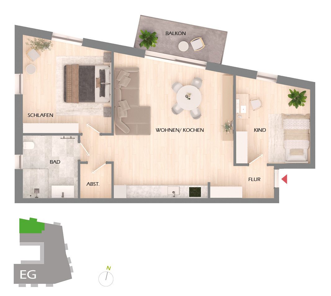 Grundriss der Wohnung 3