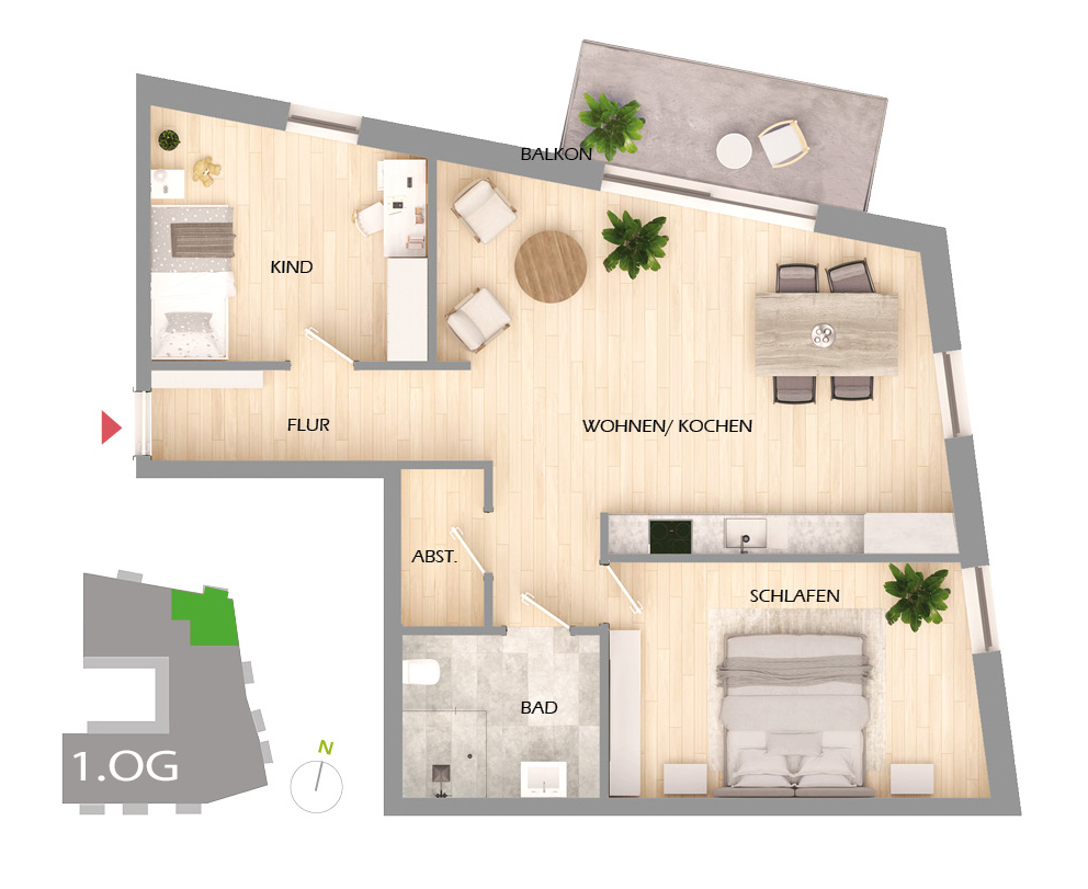 Grundriss der Wohnung 4