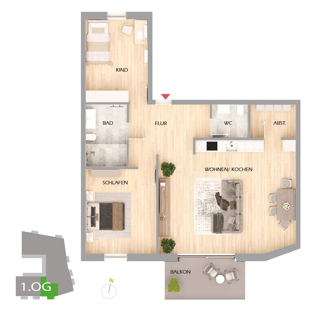 Grundriss der Wohnung 7
