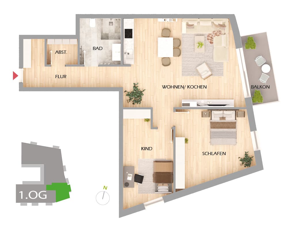 Grundriss der Wohnung 8